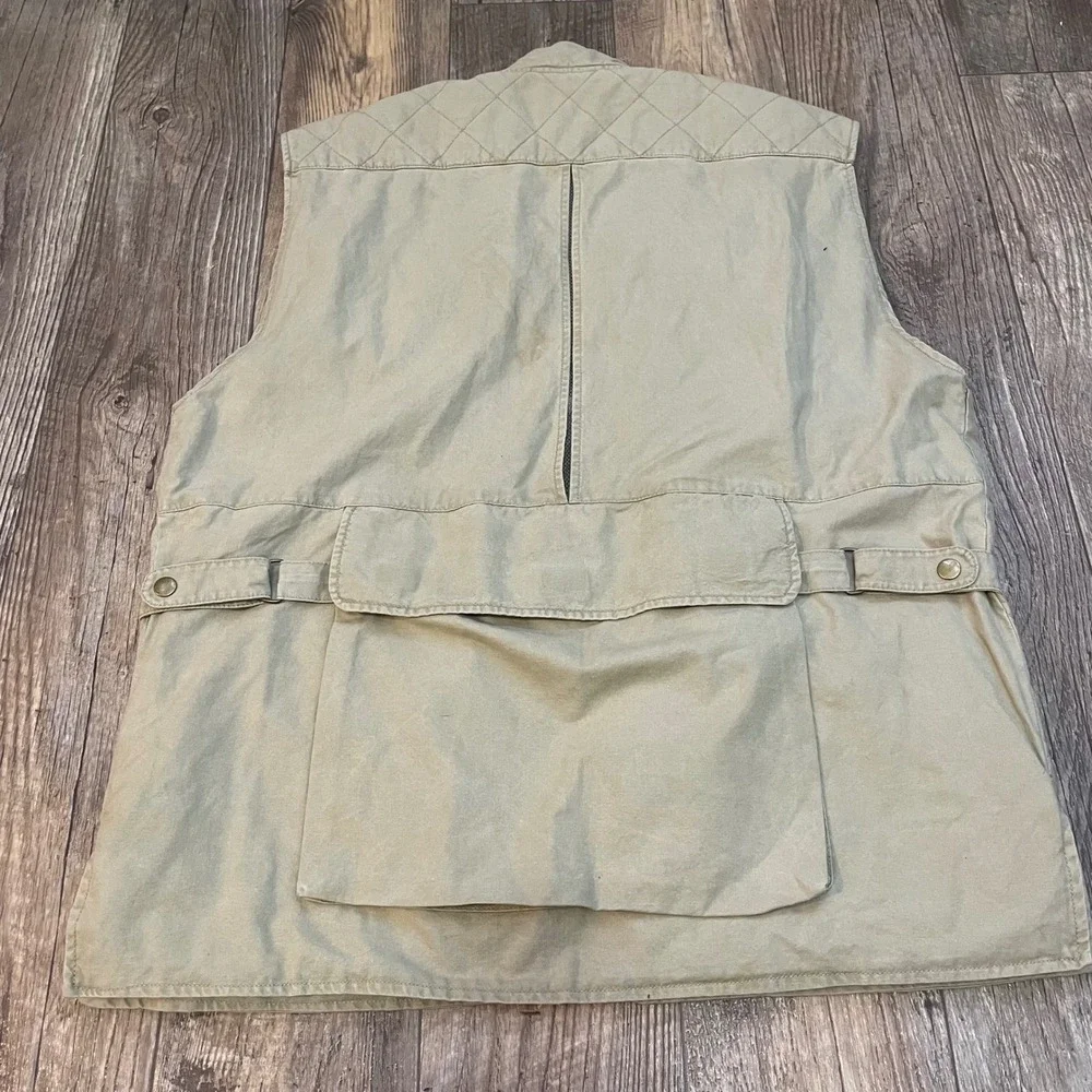 Woolrich Men Khaki Cotton Fishing Utility Vest Multi Pocket Large Rugged Outdoor - Picture 7 of 7